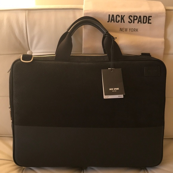 Jack Spade Briefcase laptop dipped Nubuck NWT - Picture 2 of 8